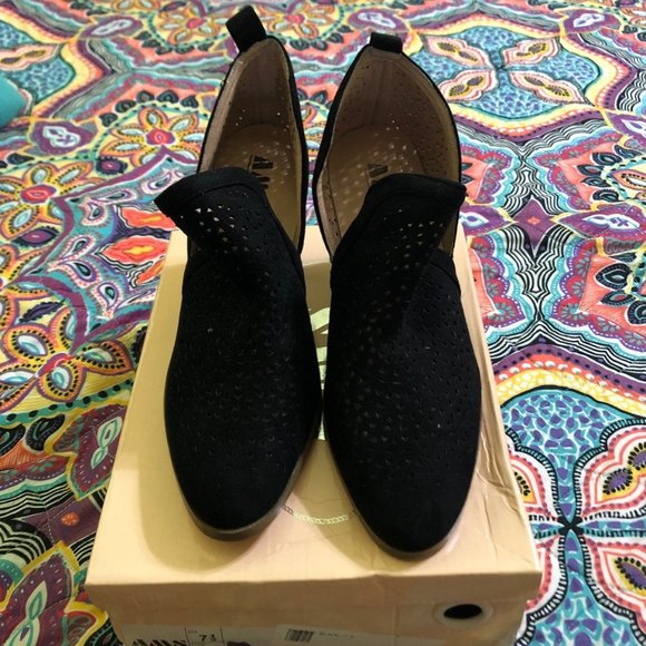 NEW AMS Black Faux Suede Vegan Ankle Booties - Picture 2 of 5